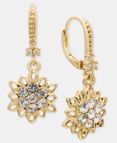 Marchesa Crystal Flower Drop Earrings In Gold
