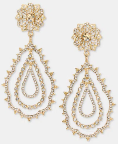 Marchesa Crystal Flower Orbital Statement Earrings In Gold