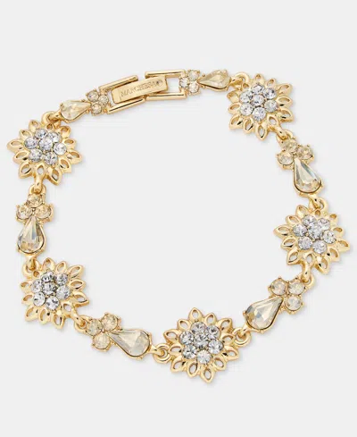 Marchesa Crystal Flower Statement Flex Bracelet In Gold