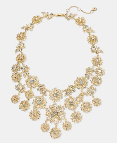 Marchesa Crystal Flower Statement Necklace, 16-1/2" + 3" Extender In Gold