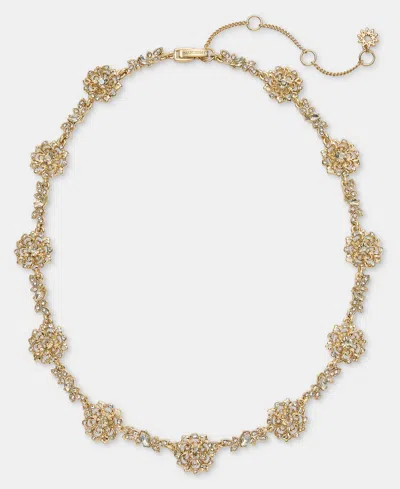 Marchesa Crystal Flower Station Necklace, 16" + 3" Extender In Gold