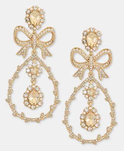 Marchesa Crystal Gold-tone Bow Drop Earrings