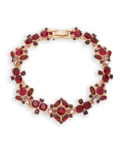 Marchesa Crystal Gold-tone Foldover Bracelet In Burgundy