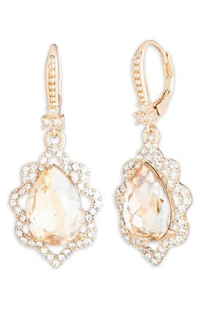 Marchesa Crystal Halo Drop Earrings In Gold