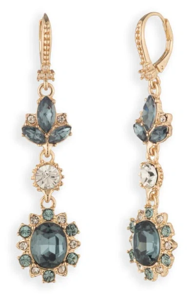Marchesa Crystal Stone Double Drop Earrings In Blue