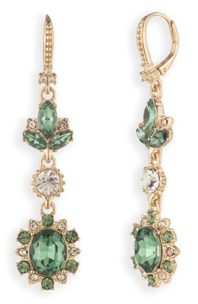 Marchesa Crystal Stone Double Drop Earrings In Green
