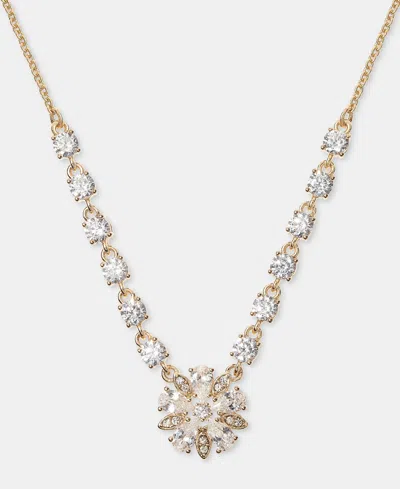 Marchesa Cubic Zirconia Flower Pendant Necklace, 16" + 3" Extender In Gold