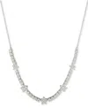 Marchesa Cubic Zirconia Flower Statement Necklace, 16" + 3" Extender In Silver