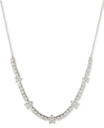 Marchesa Cubic Zirconia Flower Statement Necklace, 16" + 3" Extender In Silver