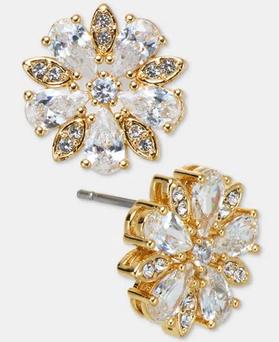 Marchesa Cubic Zirconia Flower Stud Earrings In Gold