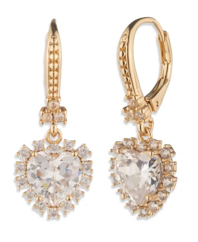 Marchesa Cubic Zirconia Gold-tone Heart Drop Earrings