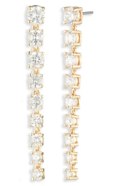 MARCHESA MARCHESA CUBIC ZIRCONIA LINEAR DROP EARRINGS