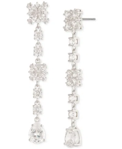 Marchesa Cubic Zirconia Linear Drop Earrings In White