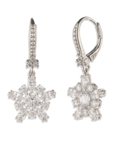 Marchesa Cubic Zirconia Silver-tone Star Drop Earrings In Metallic