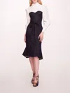 Marchesa Denim Poplin Shirt Dress In Deep Indigo Ivory