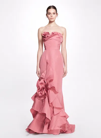Marchesa Draped Floral Gown