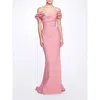 Marchesa Draped Rose Gown In Burgundy