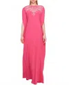 Marchesa Embroidered Crepe Kaftan In Pink