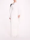Marchesa Embroidered Draped Kaftan In White