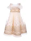 Marchesa Embroidered Organza Gown In Gold