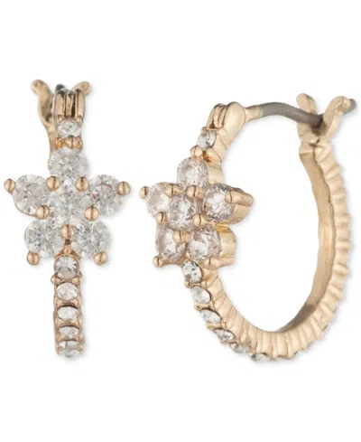 Marchesa Extra-small Cubic Zirconia Flower Hoop Earrings, 0.4" In Gold