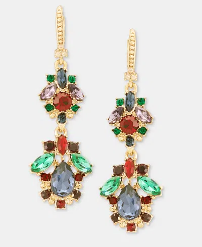Marchesa Faux Pearl And Crystal Gold-tone Chandelier Double-drop Earrings In Multi