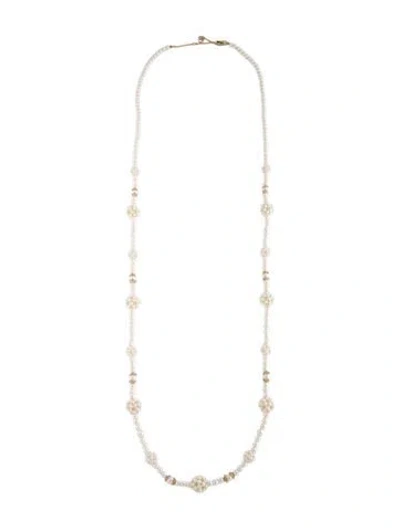 Pre-owned Marchesa Faux Pearl Long Necklace, 43" In Multicolor