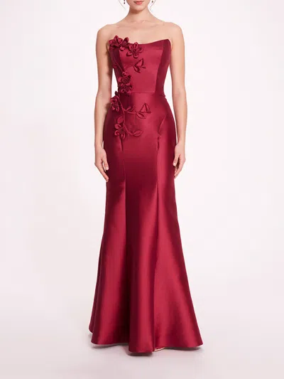 Marchesa Floral Mikado Gown In Eggplant