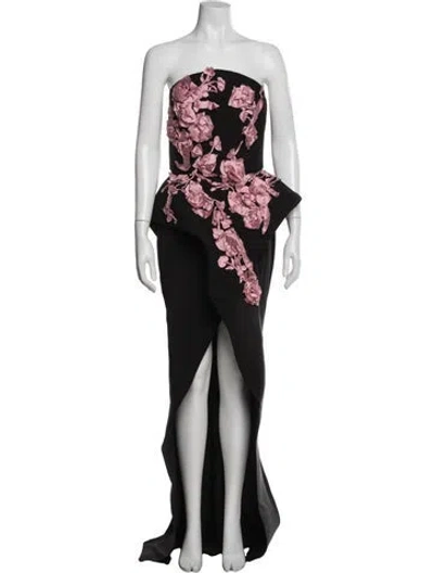 Pre-owned Marchesa Floral Print Long Dress In Multi