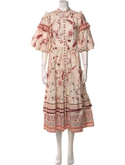 Pre-owned Marchesa Floral Print Long Dress W/ Tags In Multi
