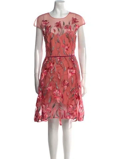 Pre-owned Marchesa Floral Print Midi Length Dress In Pink