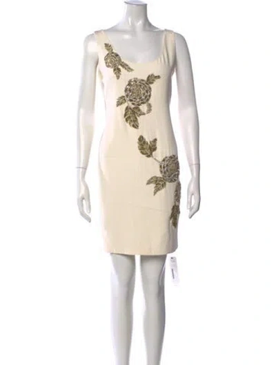 Pre-owned Marchesa Floral Print Mini Dress In Neutral