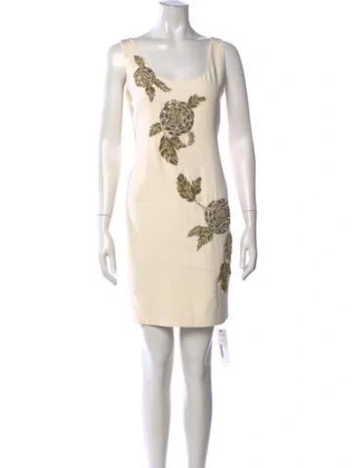 Pre-owned Marchesa Floral Print Mini Dress In Neutrals