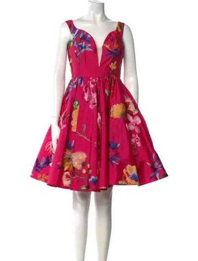 Pre-owned Marchesa Floral Print Mini Dress In Pink