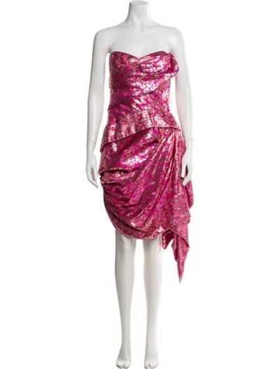 Pre-owned Marchesa Floral Print Mini Dress W/ Tags In Pink