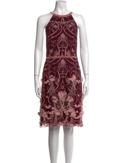 Pre-owned Marchesa Floral Print Mini Dress W/ Tags In Pink