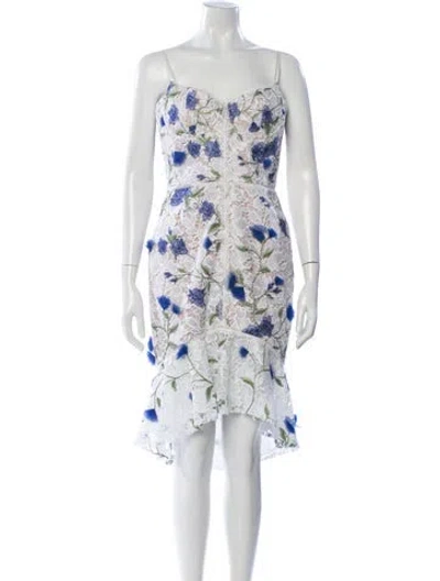 Pre-owned Marchesa Floral Print Mini Dress W/ Tags In White
