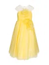 Marchesa Flower-embellished Crepe Gown In Yellow
