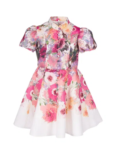 Marchesa Kids' Flower-print Cotton Dress In Multi