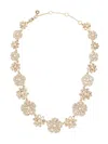 Marchesa Gold-tone Crystal & Imitation Pearl Cluster Flower All-around Collar Necklace, 16" + 3" Extender In Gold