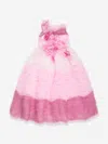 Marchesa Girls Flower Embellished Degradé Tulle Gown In Pink