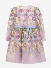 MARCHESA GIRLS FLOWER EMBROIDERED TULLE GOWN