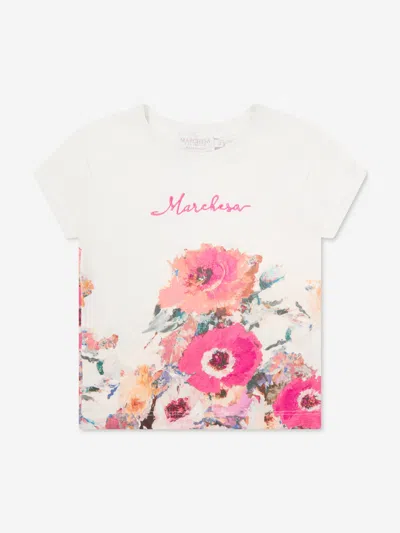 Marchesa Kids' Girls Flower Print T-shirt In Multicoloured