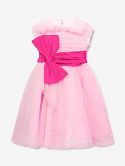 Marchesa Kids' Girls Taffeta Belt Tulle Occasion Dress In Pink