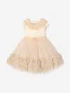 Marchesa Girls Trimmed Plumetis Tulle Gown In Ivory
