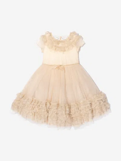 Marchesa Kids' Girls Trimmed Plumetis Tulle Gown In Ivory