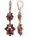Marchesa Glass & Epoxy Stone Gold-tone Double Drop Earrings In Red