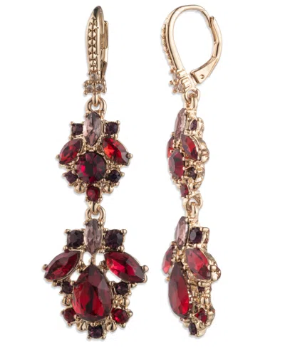 Marchesa Glass & Epoxy Stone Gold-tone Double Drop Earrings In Red