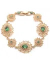 Marchesa Glass And Plastic Stone Filagree Open Flex Bracelet In Gold