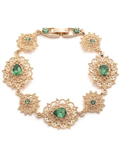 Marchesa Glass And Plastic Stone Filagree Open Flex Bracelet In Gold
